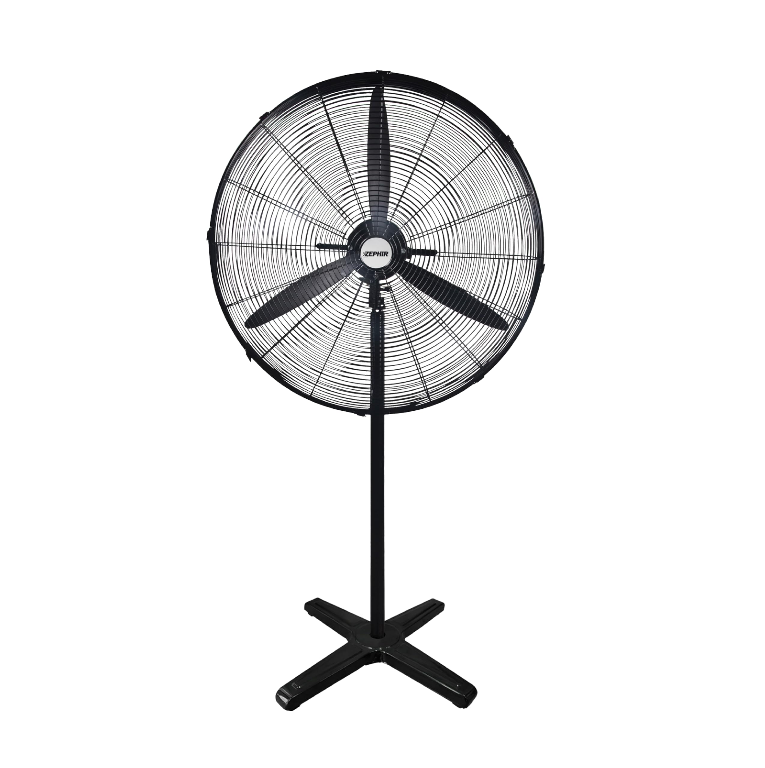 Zephir, Ventilatore Industriale a piantana, Diametro 65cm, 3 velocità, 3 Pale in Alluminio, Oscillazione a 70°, Dispositivo antisurriscaldamento, Altezza max.150cm, Potenza 120W