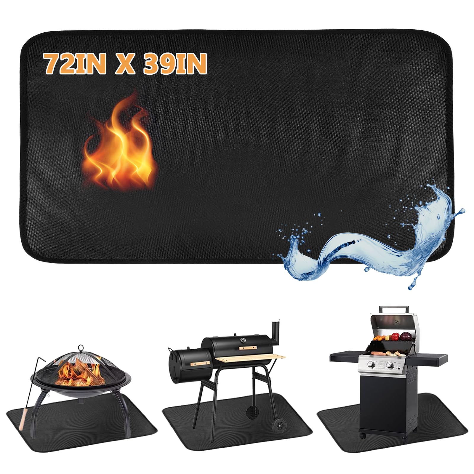 CYFIEUnder Grill Mat & Fire Pit Mat, 72" x 39" Fireproof Grill Mats for Outdoor Grill, Oil Proof Hearth Rug for Fireplace Heat Resistant Floor Pads