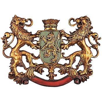 スペイン製　彫金の灰皿　アッシュトレイ　王冠　騎士　ライオン　紋章　アンティーク Amazon.co.jp: 灰皿 『 イタリアブラス シェル灰皿：ゴールド