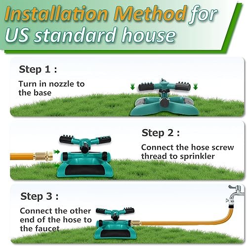 Miniatura 6 de Rociadores para patio, rociador giratorio de 360, aspersor de ahorro de agua para cobertura de área grande, rociadores multifuncionales para césped,