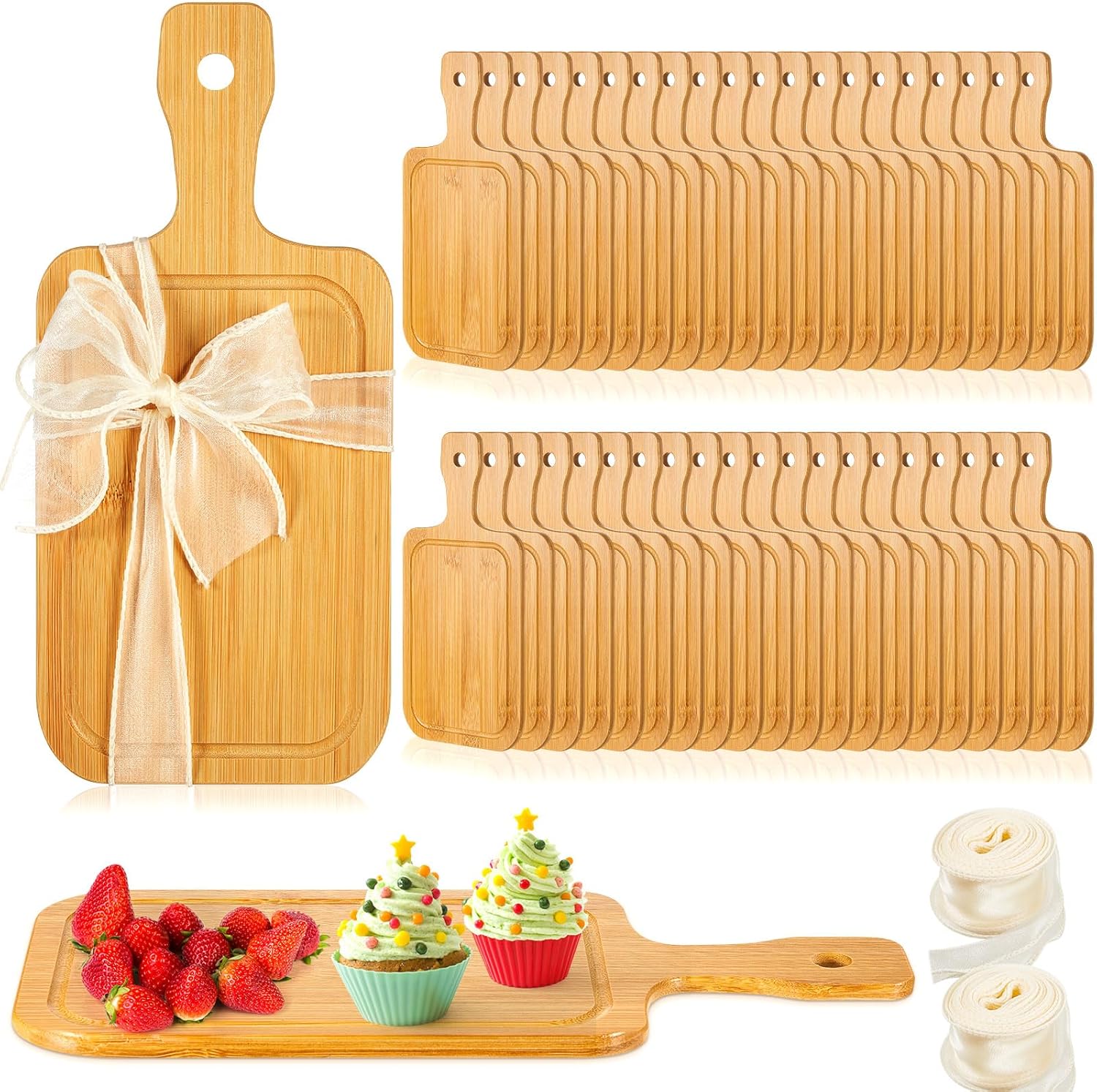 Kigley 40 Pcs Small Bamboo Cutting Board Bulk Wedding