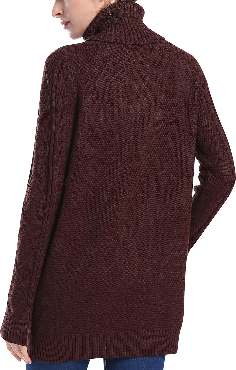 PrettyGuide Women's Long Sweaters Turtleneck Plus Size Cozy Cable Knit Tunic Sweater Tops - Image 5