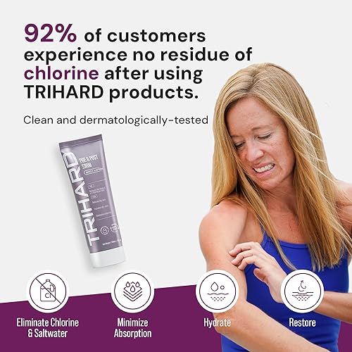 Miniatura 6 de TRIHARD Loción corporal antes y después de nadar  Defensa de la piel antes de nadar  Eliminación de cloro después de nadar (paquete de 2)