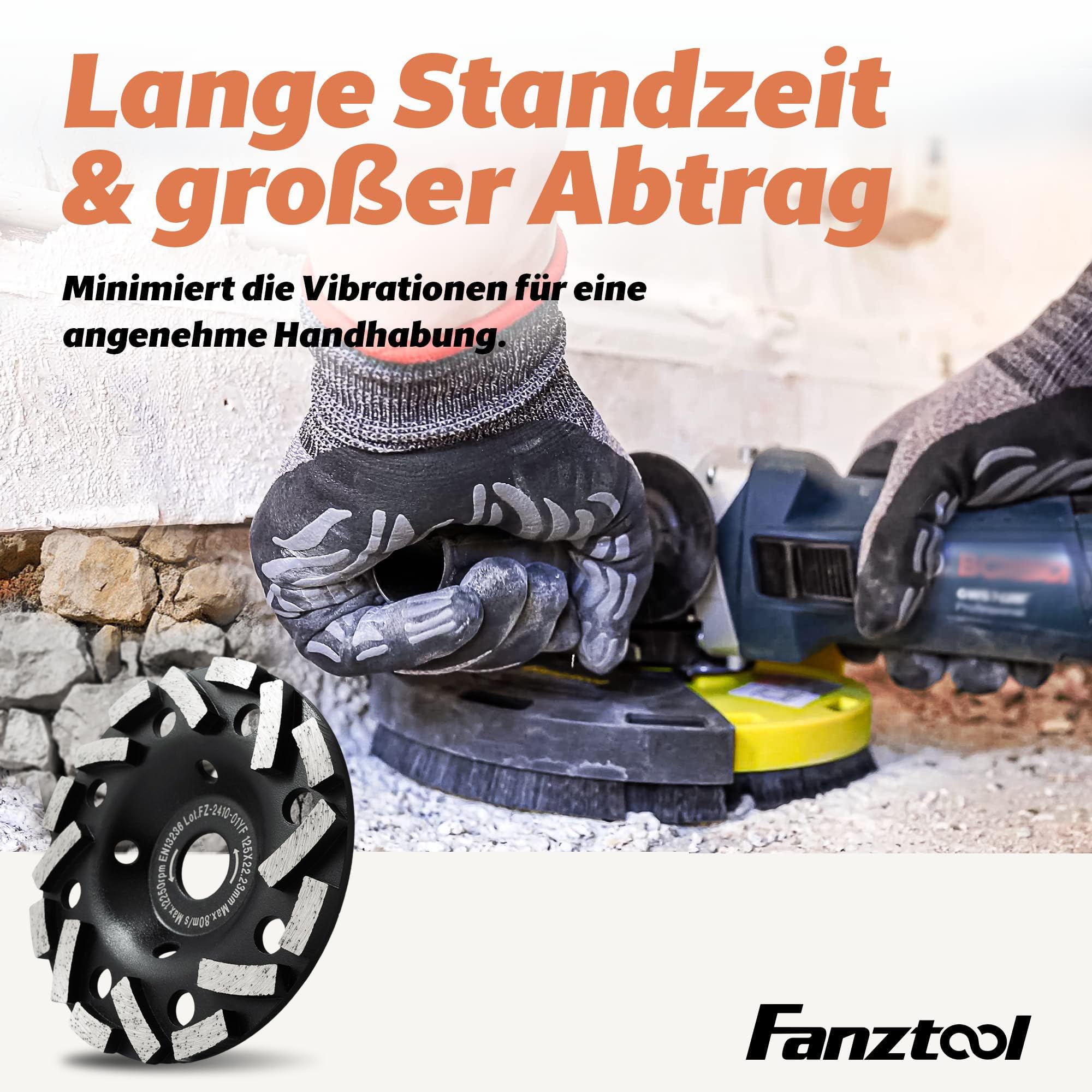 FANZTOOL Premium Diamentowa Tarcza Garnkowa ścierna 125 mm x 22,2 mm do ściernych Materiałów Budowlanych, Jastrychu, Tynku, Asfaltu