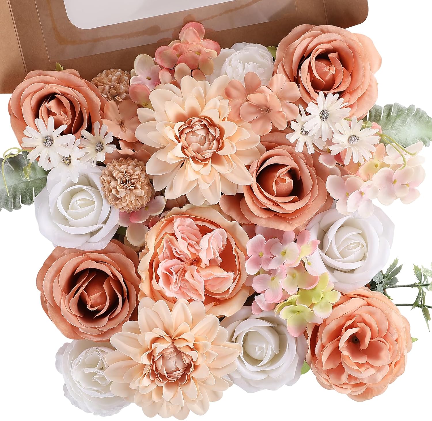 Garisey Artificial Flowers Combo for DIY Wedding Bouquets Combo Centerpieces Arrangements Party Bridal Baby Shower Home Decorations-Nude Color