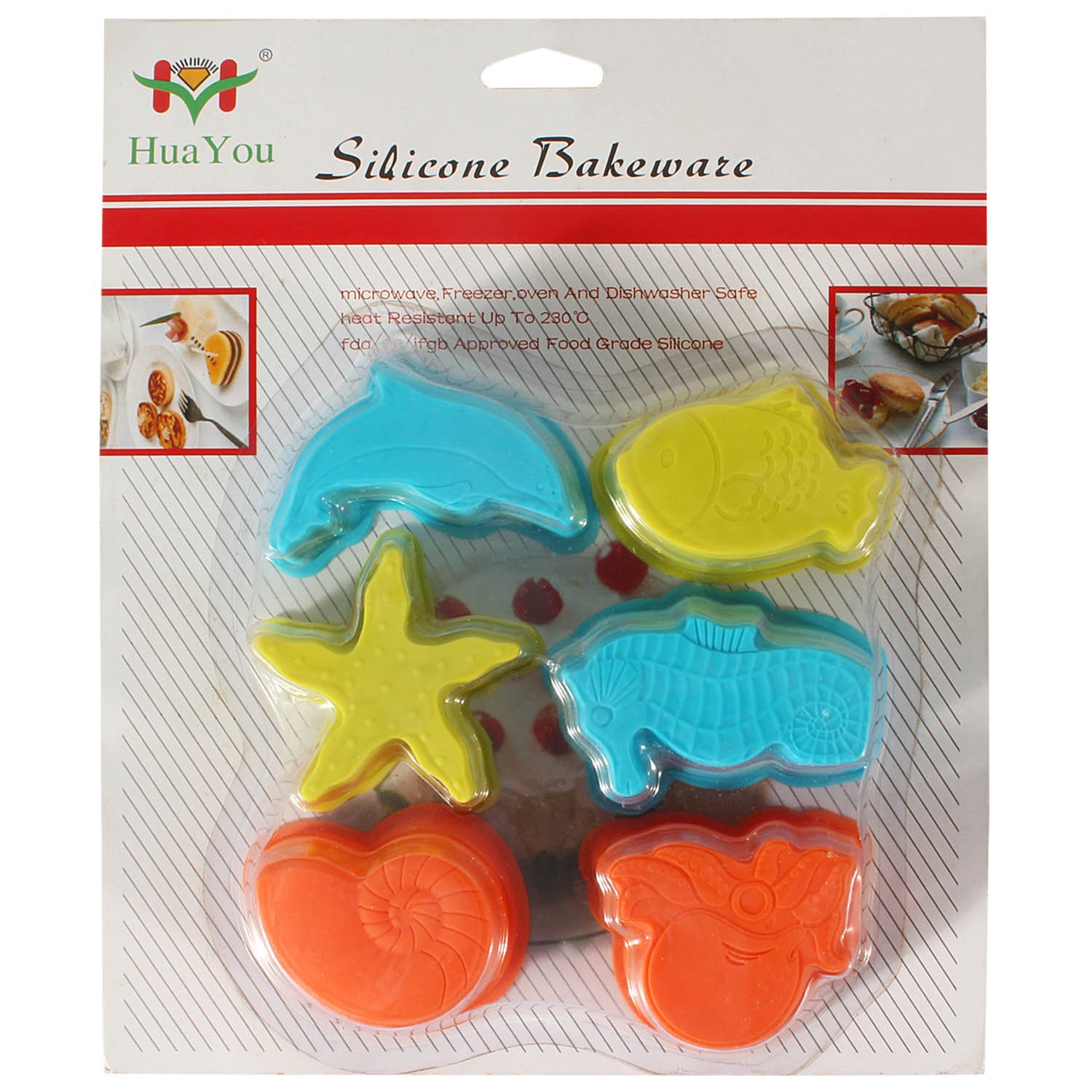 Pieces Sea Creatures Shape Non Stick Silicone Bakeware Baking