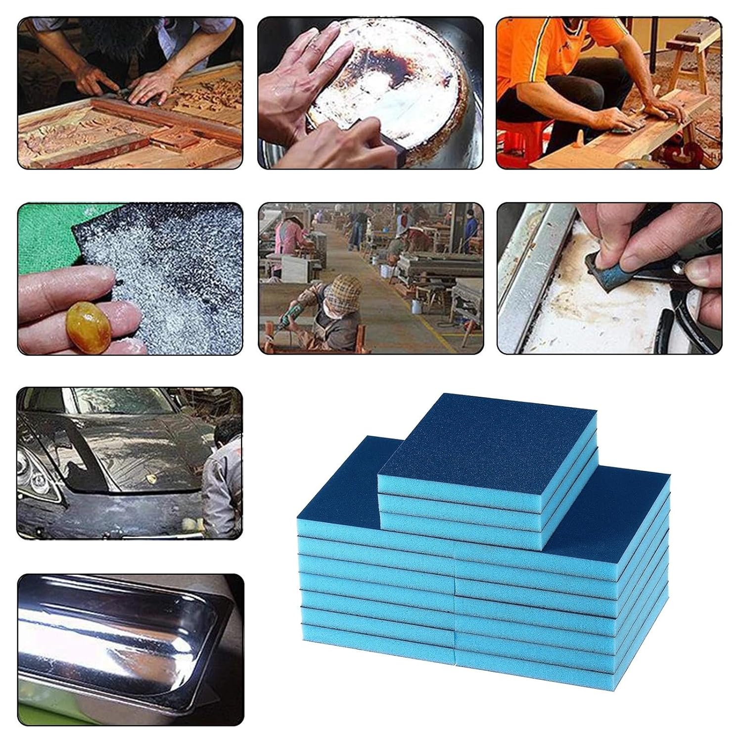 1/2/5 Pcs Sponge Sanding Block Variety Grit Wet Dry Sandpaper Sanding Disc(5 Piece,220)
