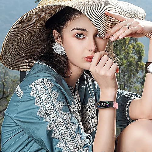 Miniatura 6 de TumpCez Paquete de 5 correas de nailon Solo Loop compatibles con Xiaomi Mi Band 7 6 5 4 3Amazfit Band 5 correas, ajustable, transpirable, cómoda,