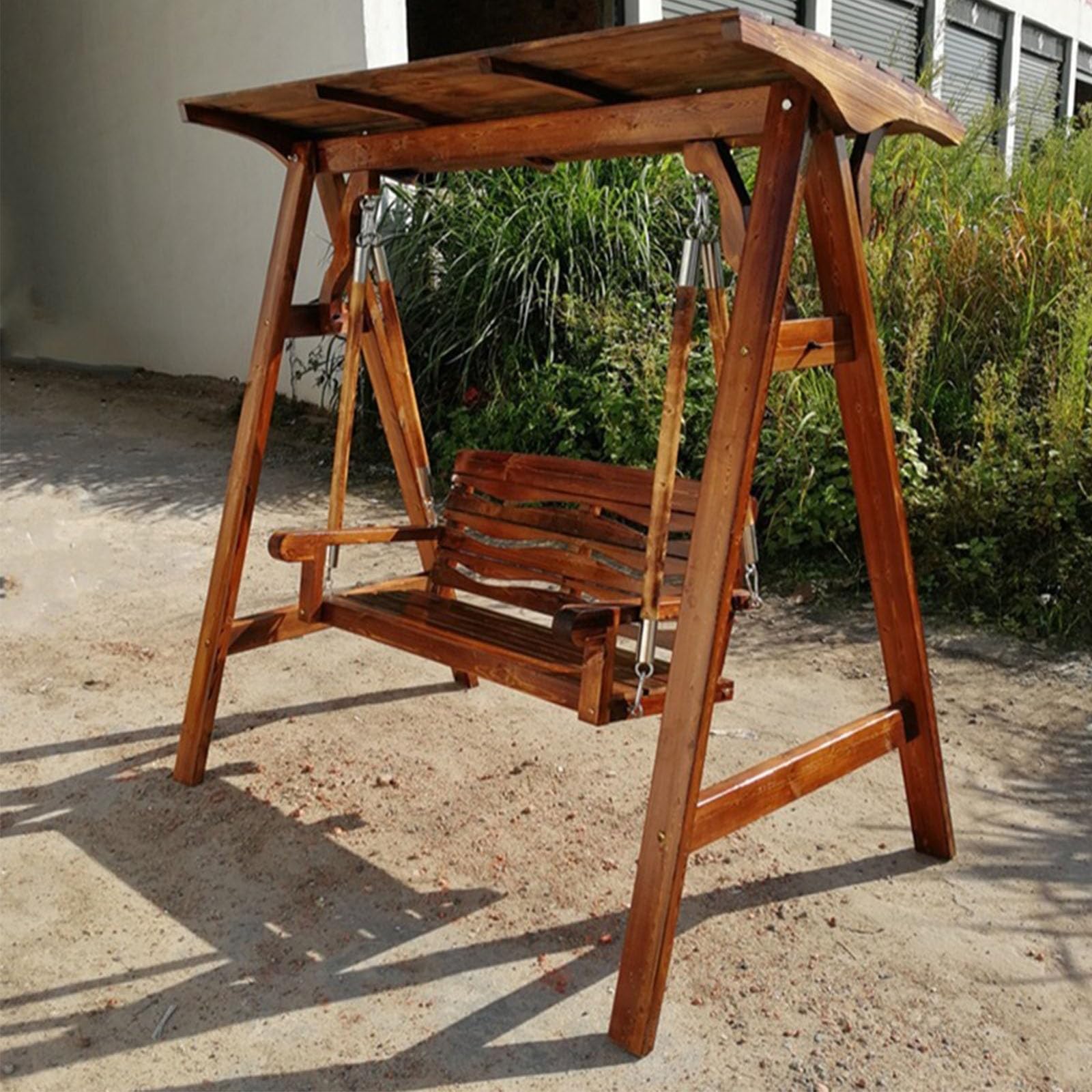 Columpio de Jardín Exterior de 2 Plazas, Capacidad de 400 kg, de Madera
