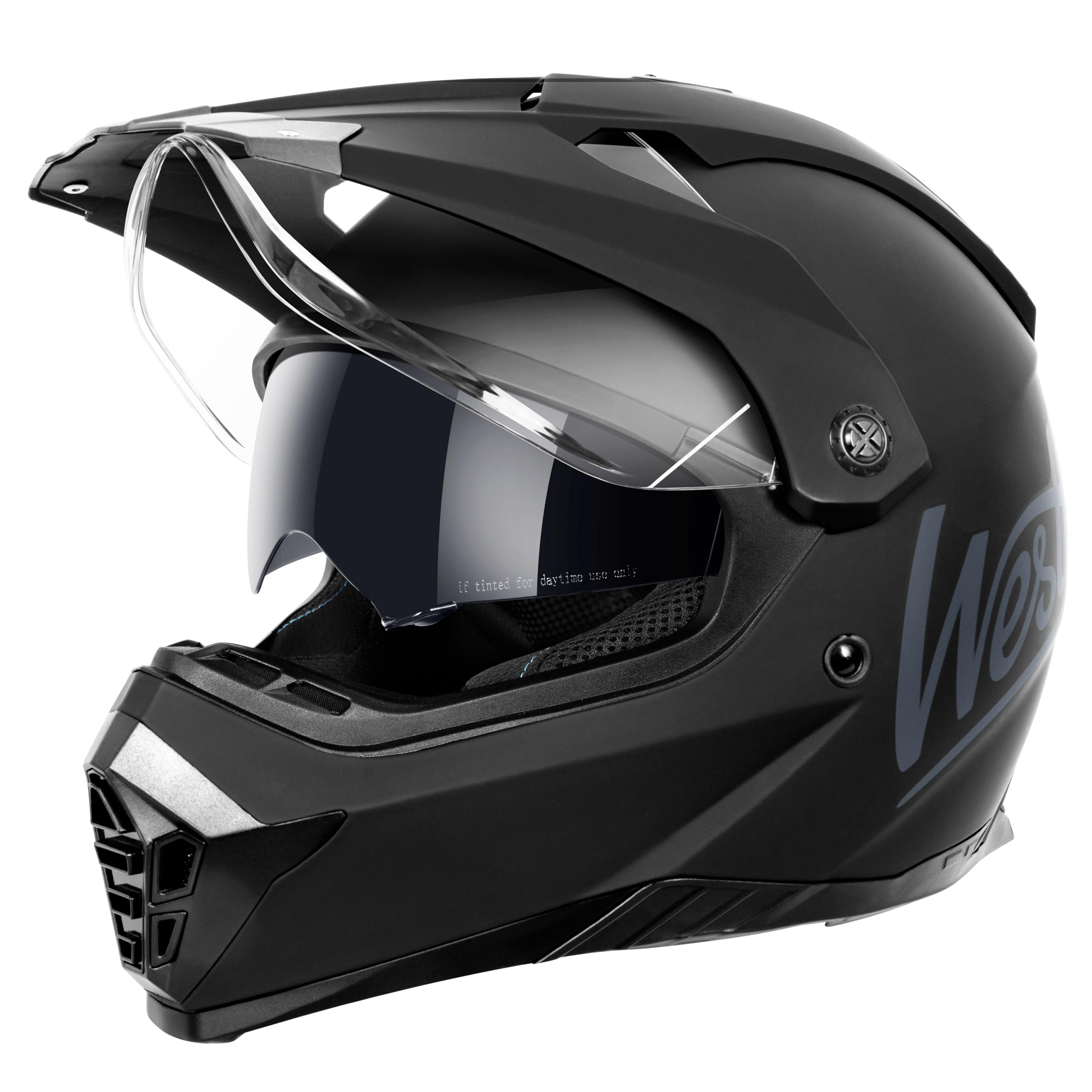 Westt Motocross Helm Integralhelm Motorradhelm ECE 22.06 geprüft – Enduro Helm mit Visier und Sonnenlende für Herren & Damen – Robuste ABS-Schale, Waschbares Innenfutter– ideal für Enduro, Stadt, MTB