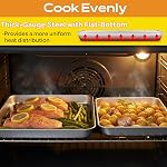E-far Stainless Steel Baking Sheet Set, 3 Pcs Rectangle Baking Pans, 16/12.4/10.4 Inch, Non-Toxic, Easy Clean, Dishwasher Safe