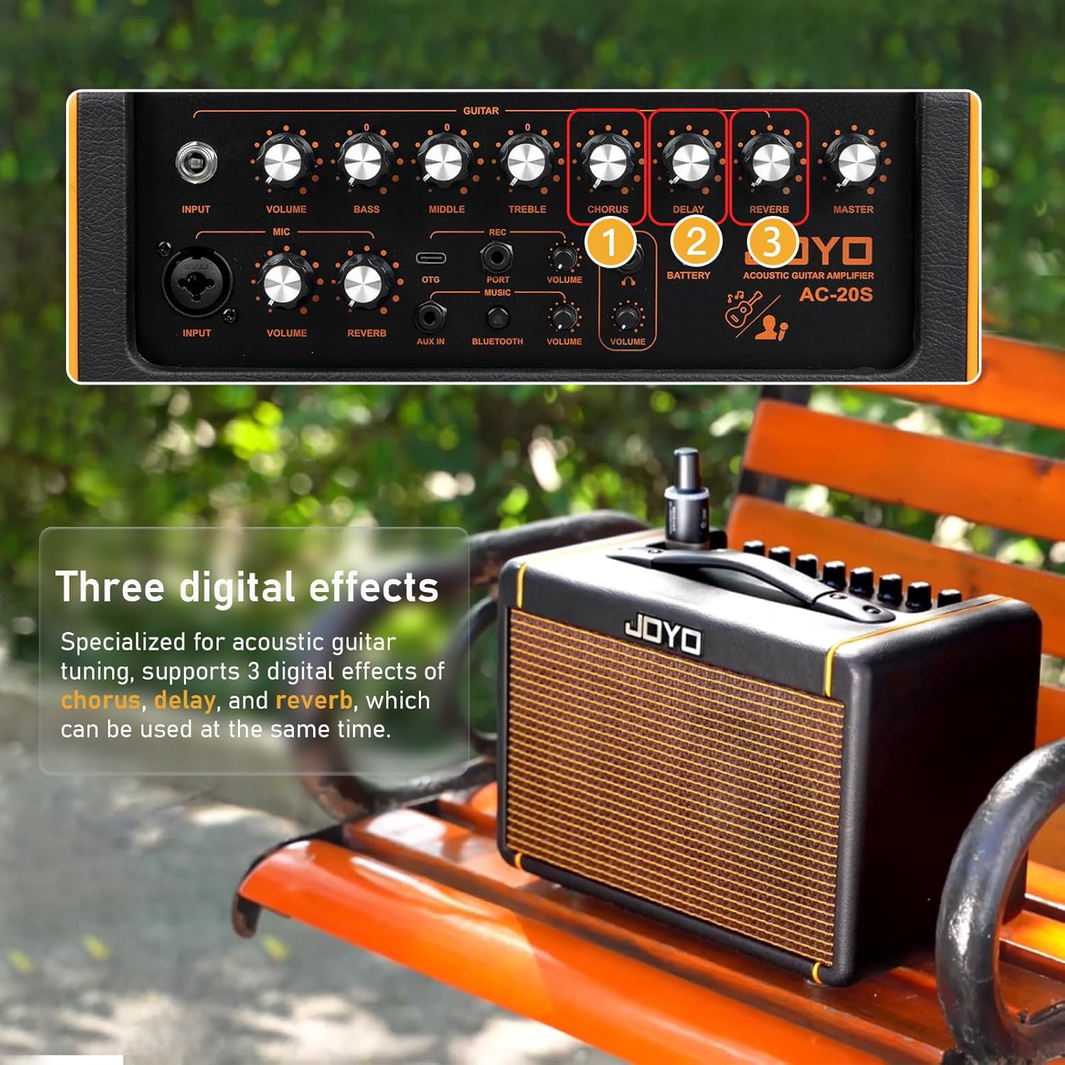 JOYO 20W Guitar Amp for Acoustic Guitar (AC-20S) Bundles with JOYO XLR Cables 20ft (CM-28)