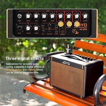 JOYO 20W Guitar Amp for Acoustic Guitar (AC-20S) Bundles with JOYO Audio Instrument Cable 15ft (CM-04)