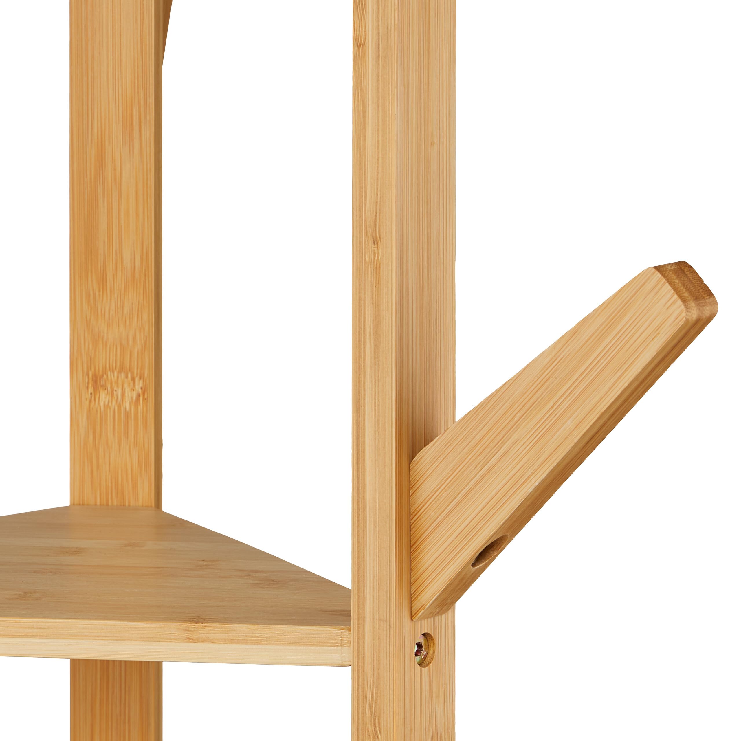 Relaxdays Appendiabiti in bambù 2 Ripiani 9 Ganci H 168,5 cm Guardaroba Marrone Naturale