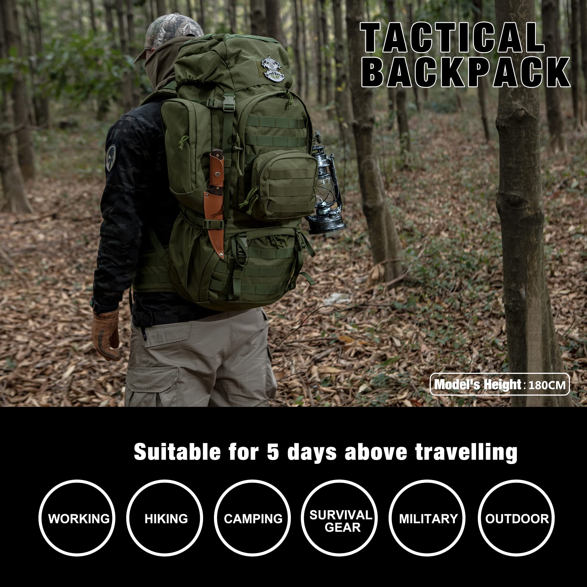 Mardingtop 60L Sacs à Dos de Trekking Tactiques pour Adultes Sac à Dos Sacs à Dos et Accessoires de randonnée en Plein air