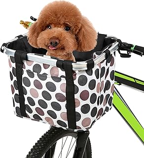 Lixada Panier de Vélo 36 * 30 * 28 Cm Pliable Amovible Guidon de Vélo Panier Avant Vélo Sac Avant pour Fleur Imprimé Petit Animal de Compagnie Chatpour Guidon 22,2-31,8 mm Peut Supporter 5-10 Kg