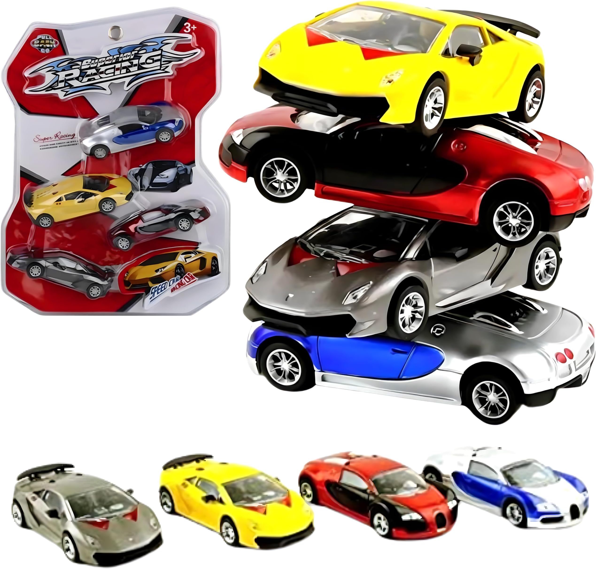 TOYS STORM Set of 4 Superior Racing Speed Racing Car 2 Lamborghini & 2 Bugatti Pull Back Car,Plastic,Multicolor(Set of 4 Racing Car)