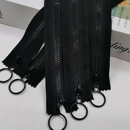 Miniatura 9 de Cremalleras de resina, 10 unidades de cremalleras que no separan con tiradores de anillo, cremalleras de plástico #3, cierre de cierre para ropa,