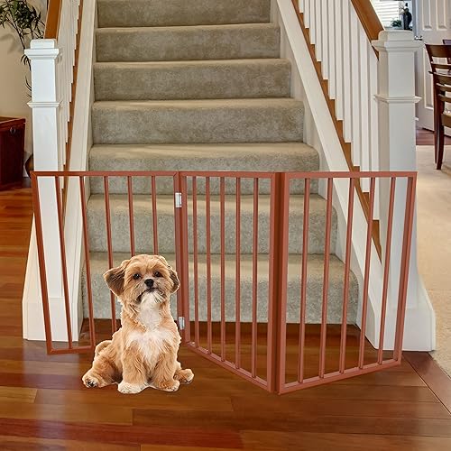 Miniatura 2 de PETMAKER Pet Gate - Puerta para perros para puertas, escaleras o casa - Independiente, plegable, estilo acordeón, valla de madera para perros de