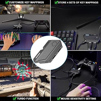 arVin Keyboard and Mouse Adapter for Nintendo Switch/Xbox One/Series S/X/PS3/PS4, Wired & 2.4G Wireless Keyboard Converter with Key Mapping and Adjustable Mouse Sensitivity