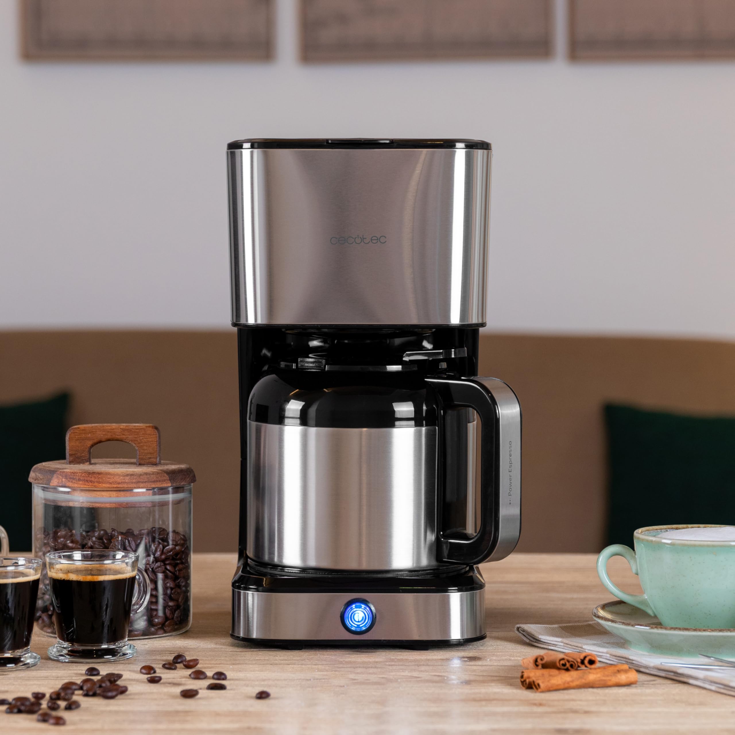 Cecotec Cafetera de Goteo Coffee 66 Drop & Thermo, Potencia 950 W, 1,2 L, 10 Tazas, Tecnología ExtremeAroma, Función Antigoteo, Nivel de agua, Filtro malla reutilizable, Protección sobrecalentamiento