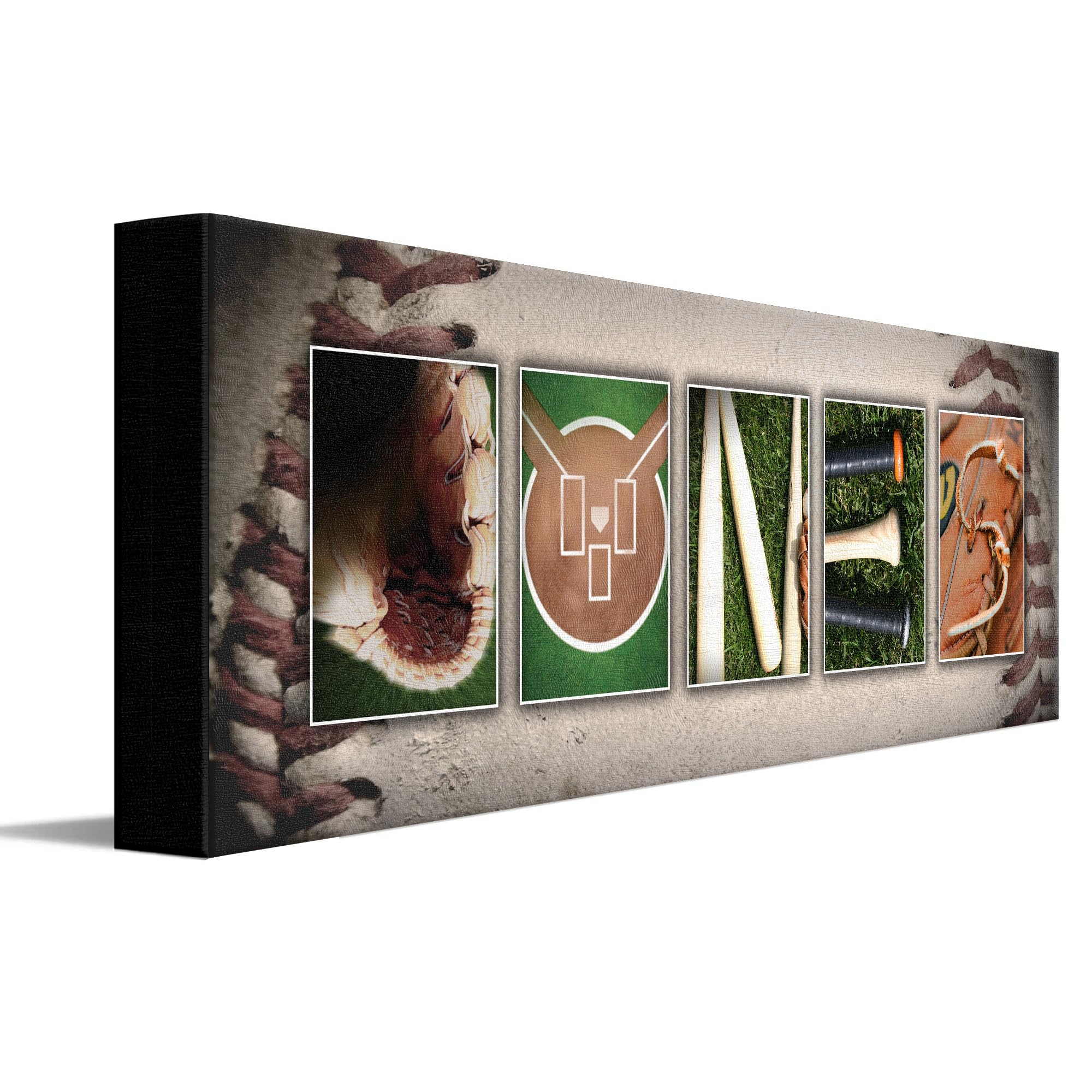 Framed Canvas - Personalized Baseball Name Art Print for Man cave, Boys Room, or Office!