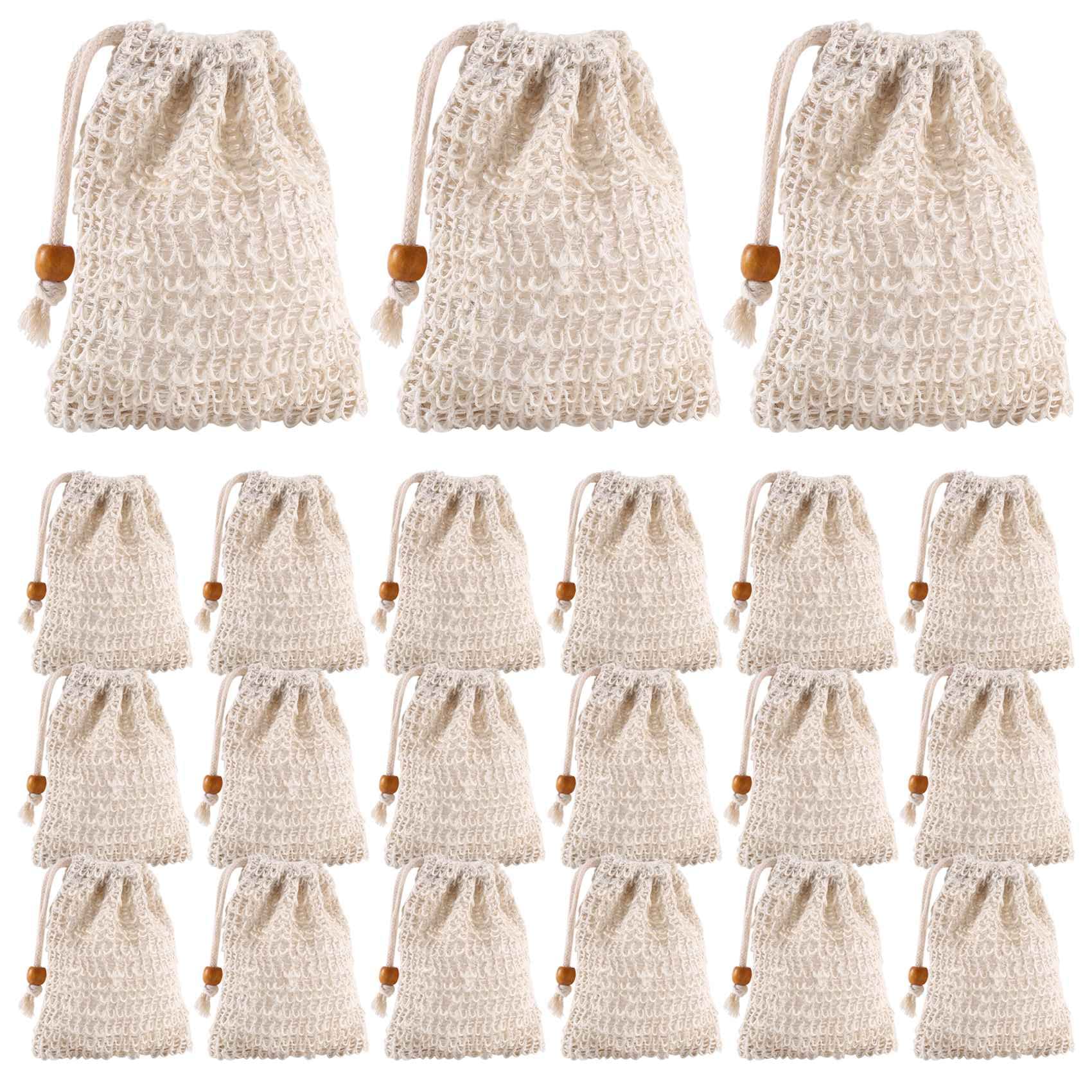 Bolsas de jabón de sisal con cordón para baño y ducha, 40 unidades