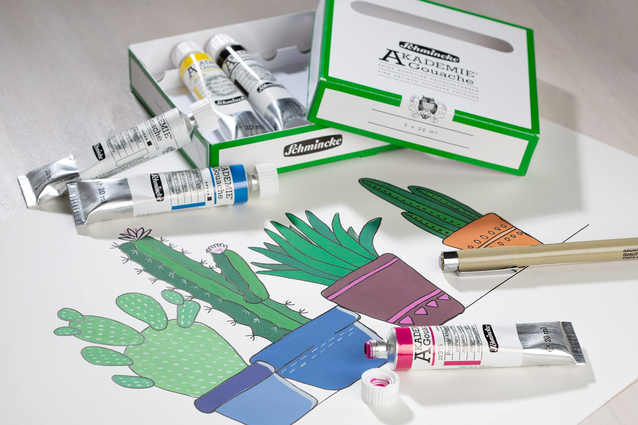 Set De 10 Témperas Gouache Schmincke AKADEMIE De 60 Ml – Colores Opacos Y Mates Con Alta Resistencia A La Luz