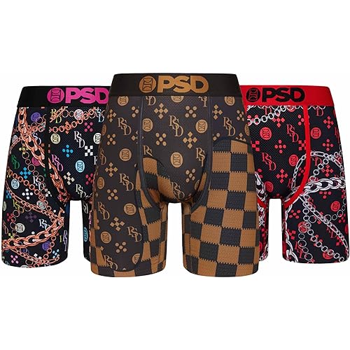 PSD Underwear Mens Boxer Briefs - Luxury Print, Standard Length Pack & Singles, Soft & Breathable Boxer Briefs for Men