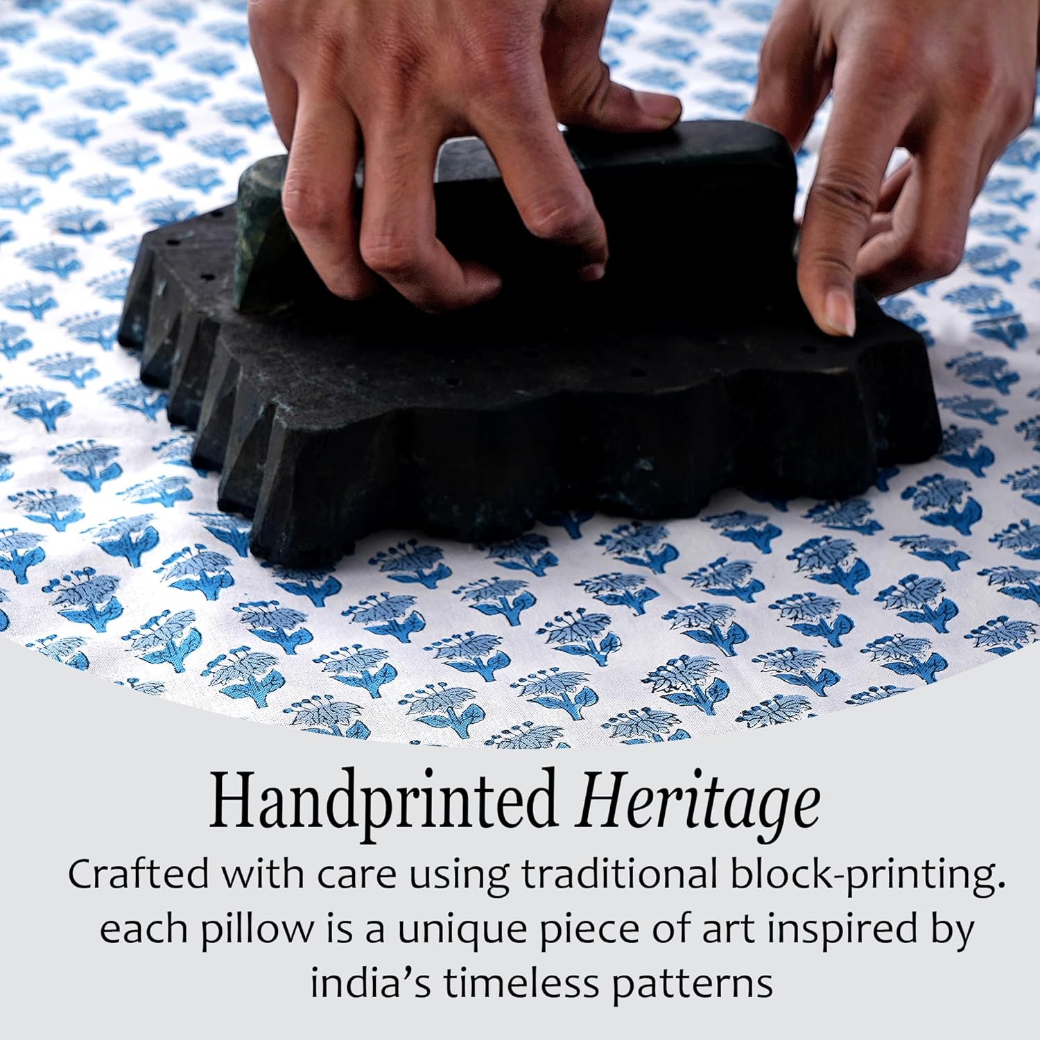 CPC Apatite Blue 100% Cotton Block Print Sham Cover 14x36 inch, Handmade Boho Floral Pillowcase, Farmhouse Cottagecore Bedding, Soft Decorative Cushion Cover for Bedroom Décor - Image 4