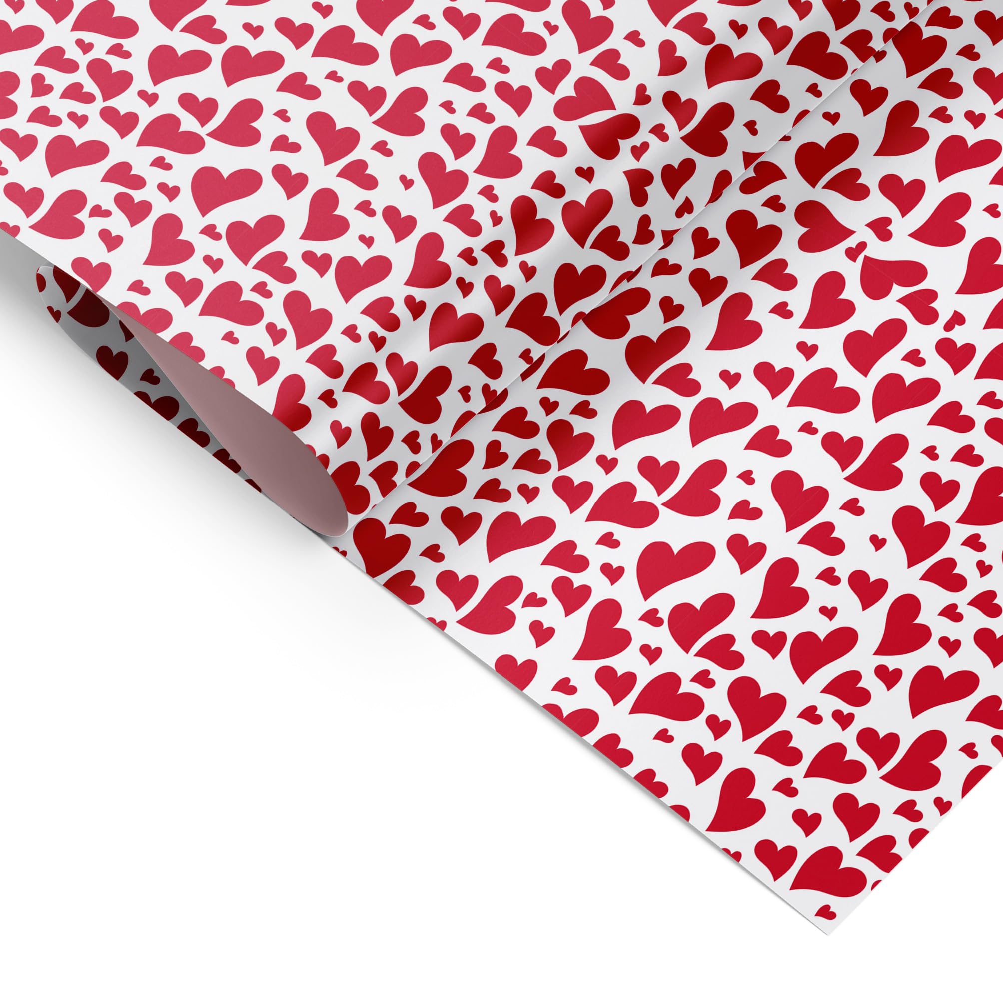 Personalised Valentines Day Gift Wrapping Paper Love Heart Gift Wrap for Anniversary, Wedding, Birthday Party Decorations (Red Love Hearts)