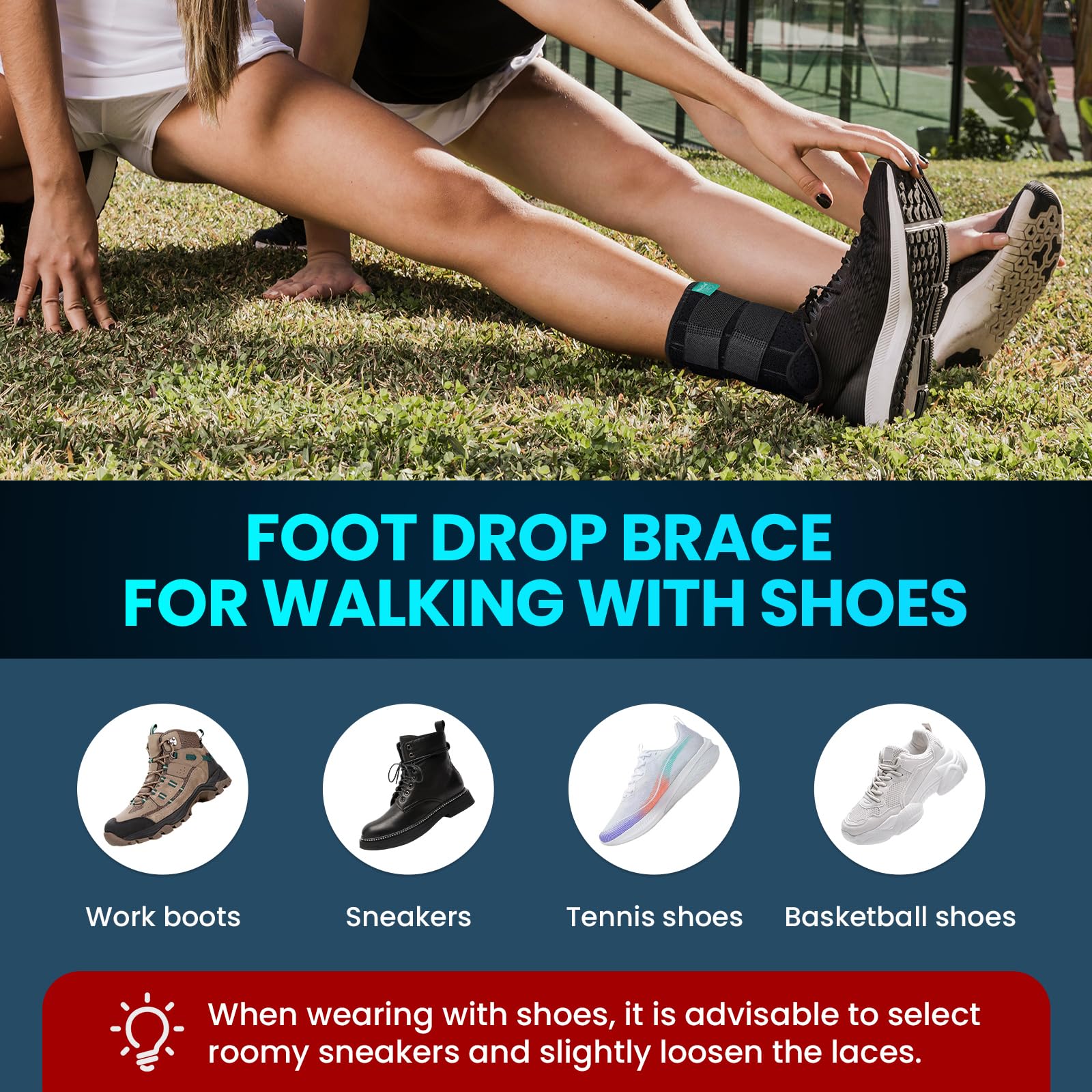Welnove Soporte para pies con caída, ajustable, ligero, para bajar los pies, derrame cerebral, neuropatía, se adapta al pie izquierdo o derecho, se puede llevar con zapatos o descalzo