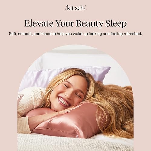 Vista 34 de Kitsch - Juego de 2 fundas de almohada de satén suave y refrescante, con cremallera, para cabello, piel y sueño de calidad, tamaño king de 19 x 36