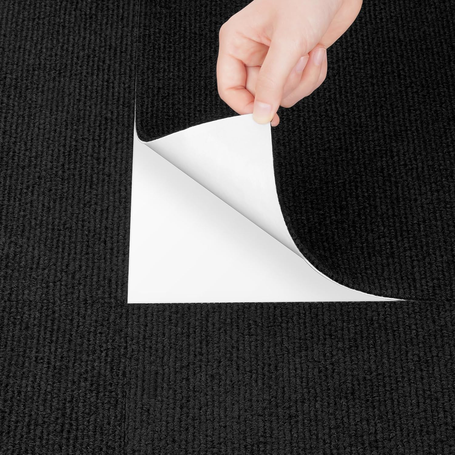 Livelynine 32 Tiles Black Carpet Tiles Self Adhesive 30x30CM Peel and Stick Carpet Floor Tiles