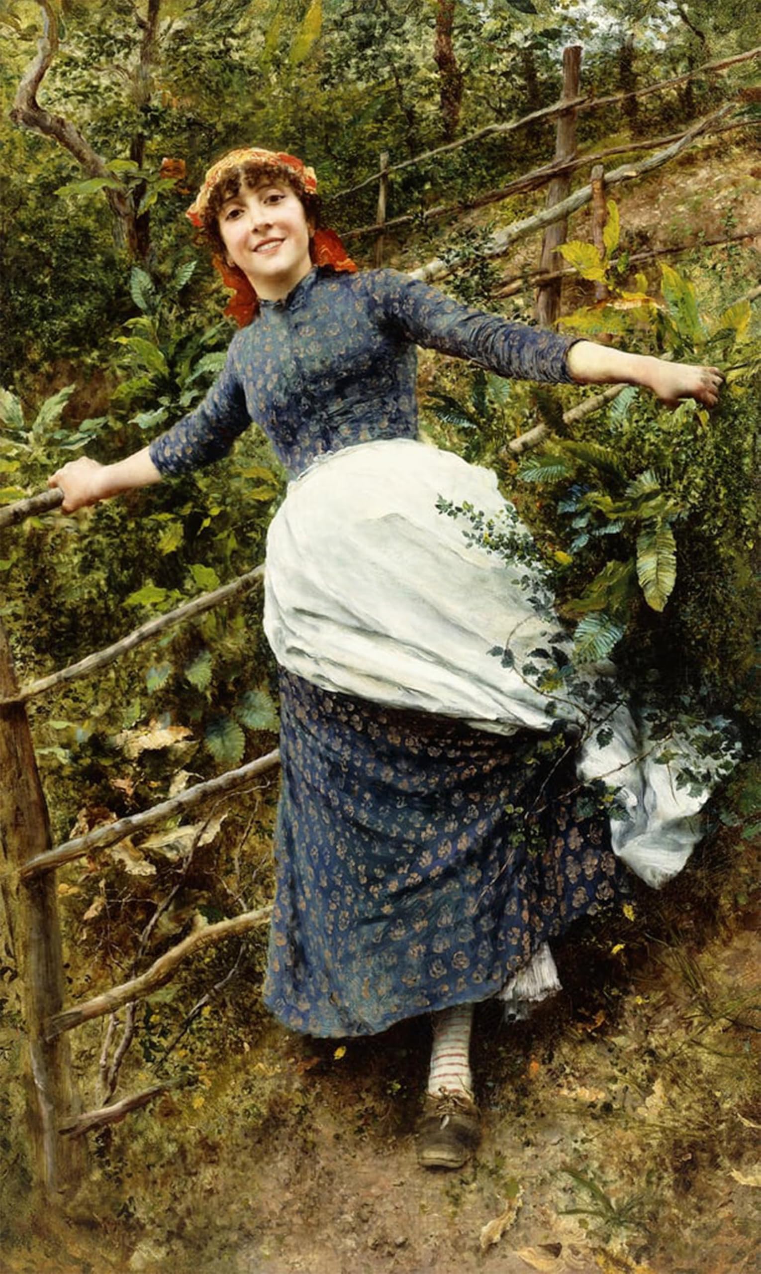HRJUBWREE Oil Painting Prints on Canvas Painting Picture a Summer by Daniel Ridgway Knight Artwork Canvas Prints for Office Decor 60x90cm
