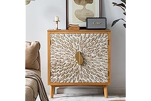 Boho Ikea Living Room: Sideboard Buffet Cabinet with Carved Wood Design