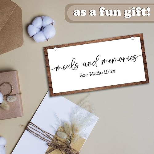 Miniatura 5 de Yijiaqin Letrero de madera de 6.7 x 13.8 pulgadas para cocina, comidas y recuerdos están hechos aquí, letrero colgante divertido para cocina,