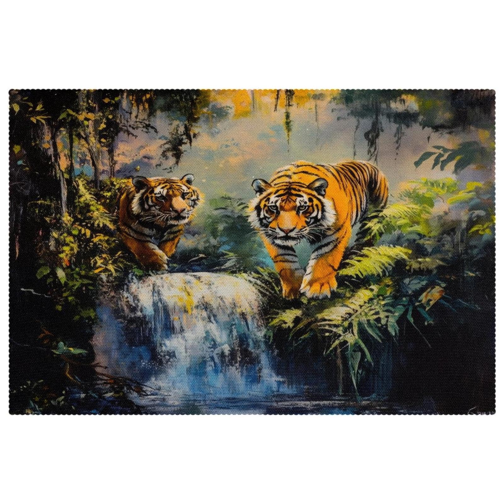 Set de table en tissu Oxford premium design cascade de jungle lot de 4