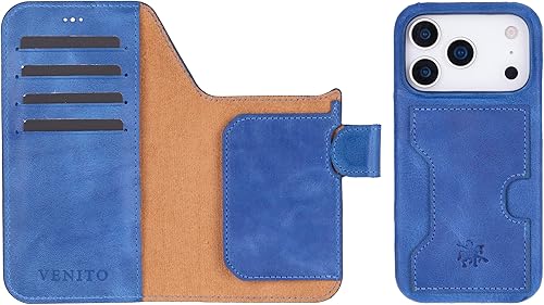 Miniatura 148 de Venito Funda tipo cartera para iPhone 15 con tarjetero y bloqueo RFID, funda de cuero para teléfono, funda desmontable de 6.1 pulgadas, Florencia