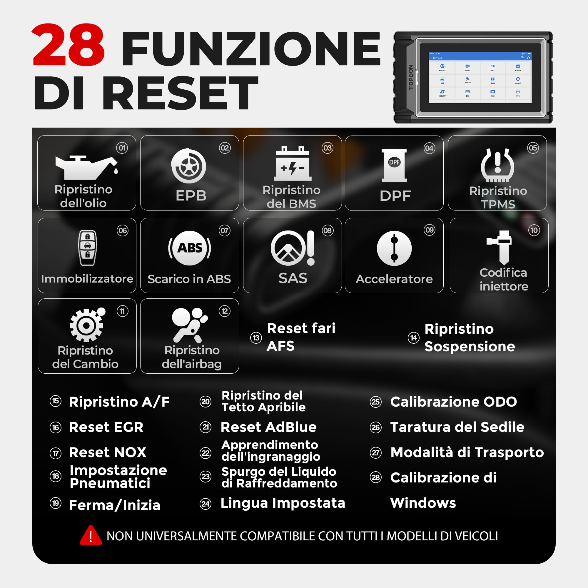 TOPDON ArtiDiag800BT 2 OBD2 Bluetooth Dispositivo diagnostico con tutte le diagnosi di sistema e 28 funzioni di servizio, Controllo Bidirezionale/Test Attivo, 2 Anni di Aggiornamenti Gratuiti