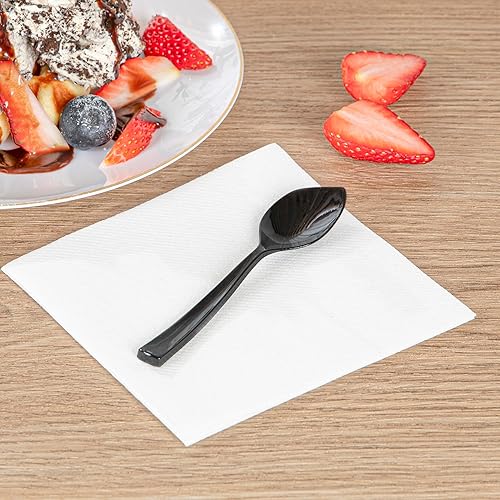 Miniatura 3 de Restaurantware Cucharas de postre de 4.5 x 1 pulgada, 500 cucharas desechables de degustación, asas resistentes, cucharas de plástico negro de alta