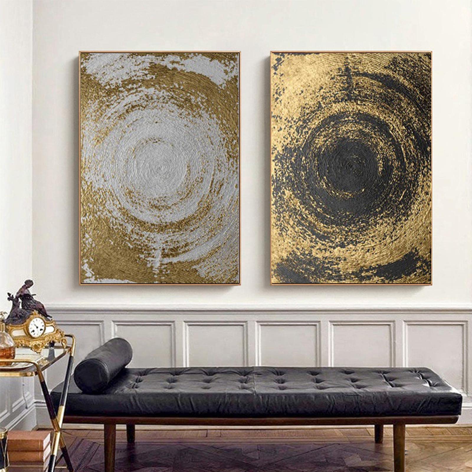 Amazon｜抽象的なゴールドサークルツリーテクスチャ古典的なキャンバス