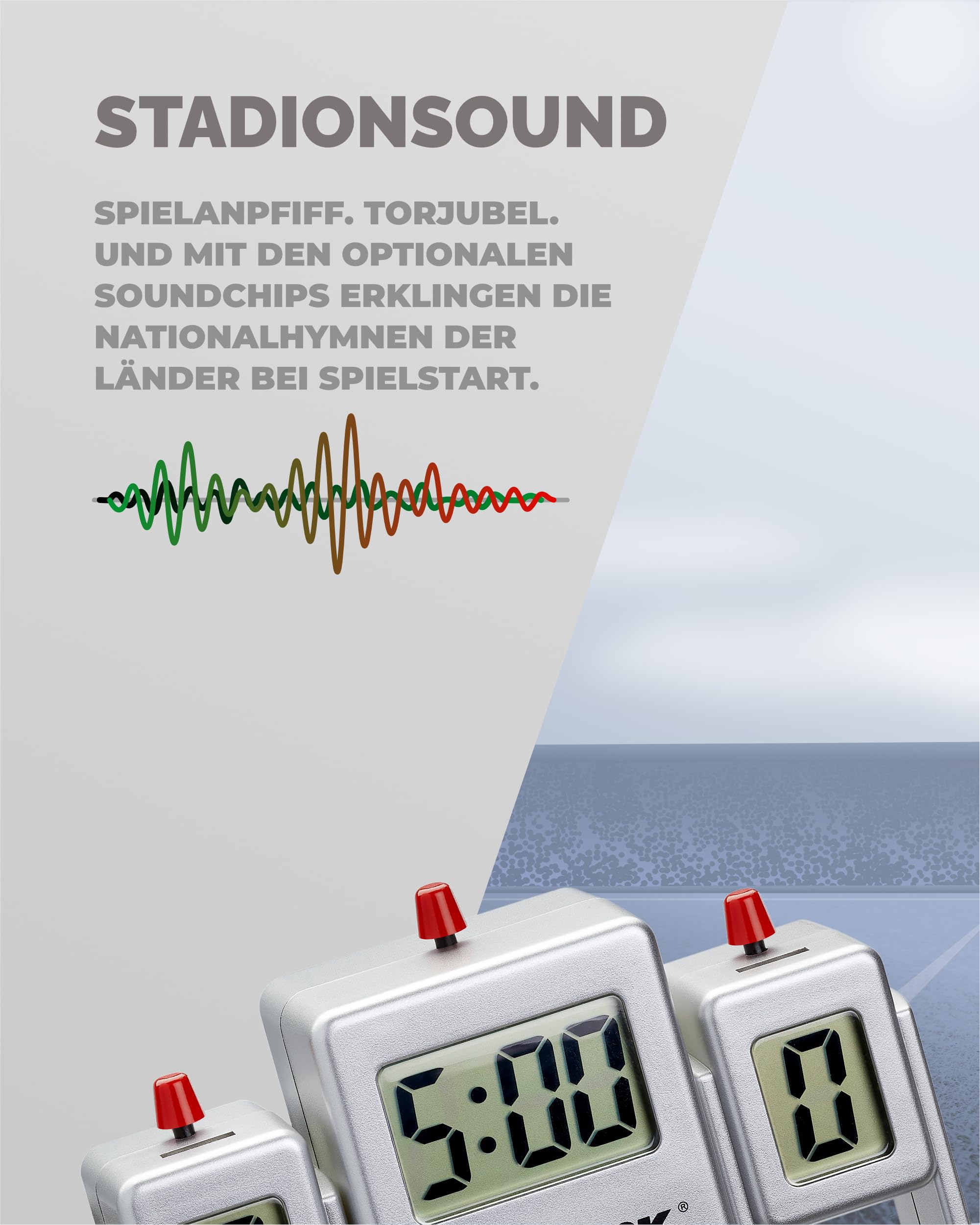 TIPP-KICK Halbzeituhr mit Toranzeige & Soundfunktion grau - Anzeigetafel für Fußball-Spiel, Original Zubehör