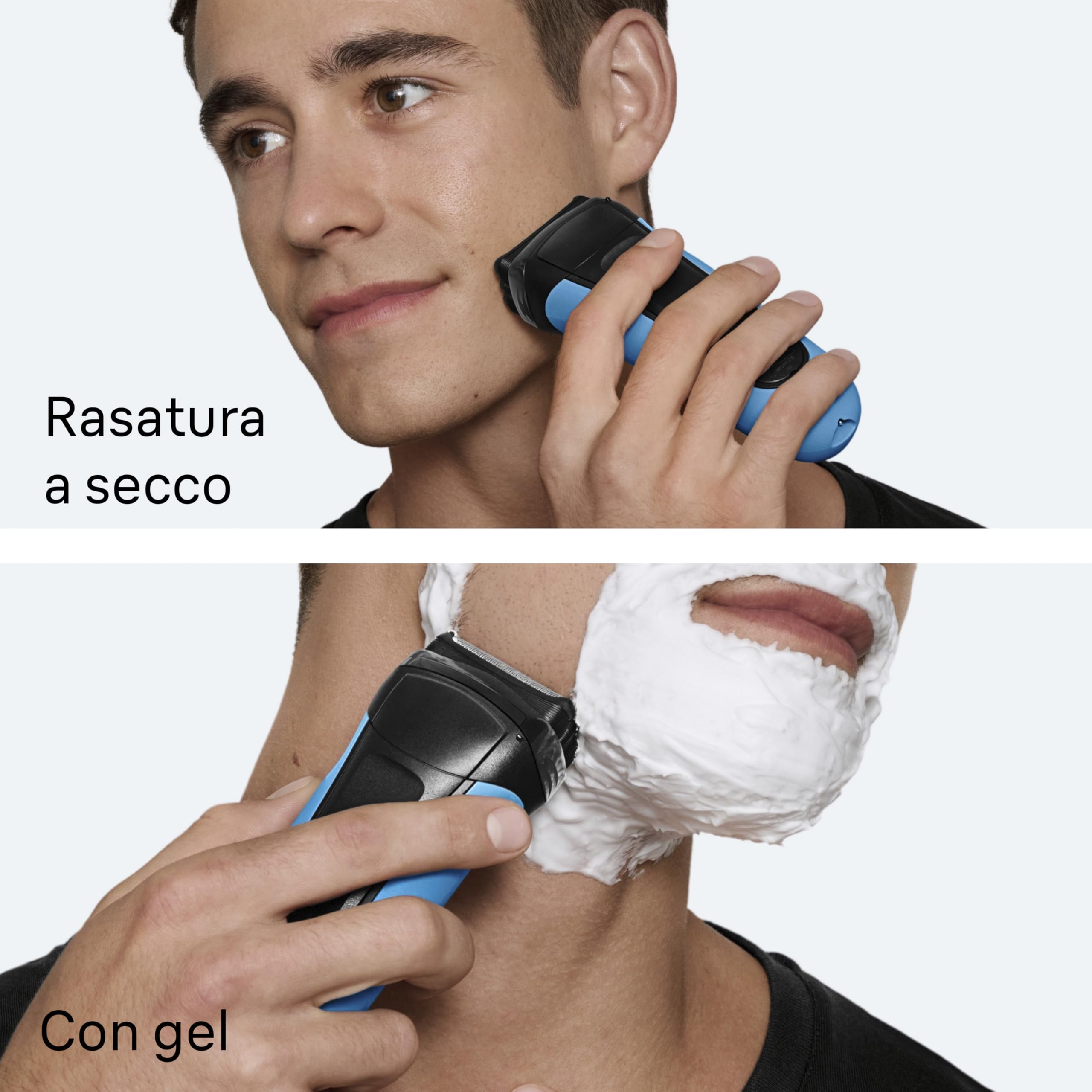 Braun Serie 3 Rasoio Elettrico Barba, Wet&Dry, Regolabarba Uomo, Rasoio Barba, 3 Lame Flessibili, Regolabarba Braun, Progettato in Germania, 310S, Blu