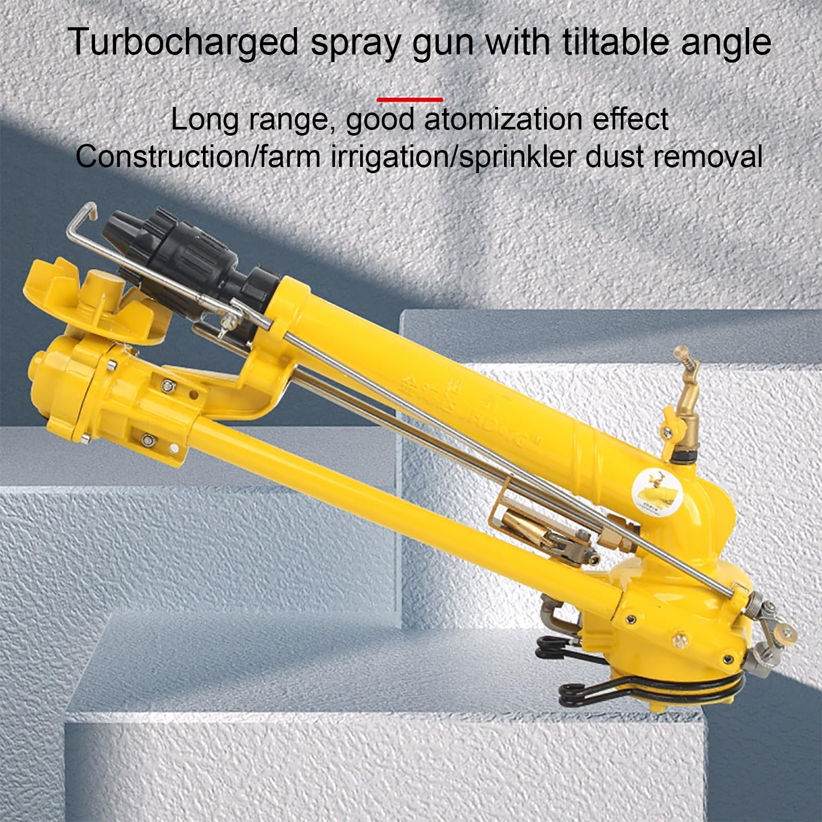 Arroseur à turbine avec manomètre, 7 buses, 0,2-0,5 MPA, réglable à 360 °, pistolet pulvérisateur d'irrigation agricole, pulvérisation d'arrosage à grande surface, irrigation uniforme et longue portée
