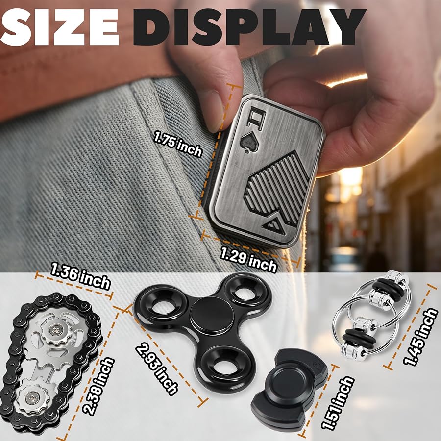 5 Pcs Fidget Toys Adults Metal Figette Spinner Magnet Slider for Teen Boys Quiet Office Desk Cool Gadgets Pain Stim Anxiety Stress Relief Items ADHD Autism Figets Magnetic Gifts for Teens EDC for Men, image 2