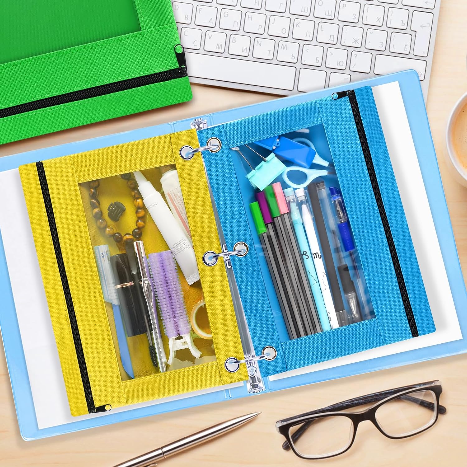 Gloween Pencil Pouch for 3 Ring Binder, 80 Pack Zipper Pencil Pouches/Case in Assorted Color, Durable Binder Pencil Pouch/Bag for Office School Supplies (10 Colors) - Image 2