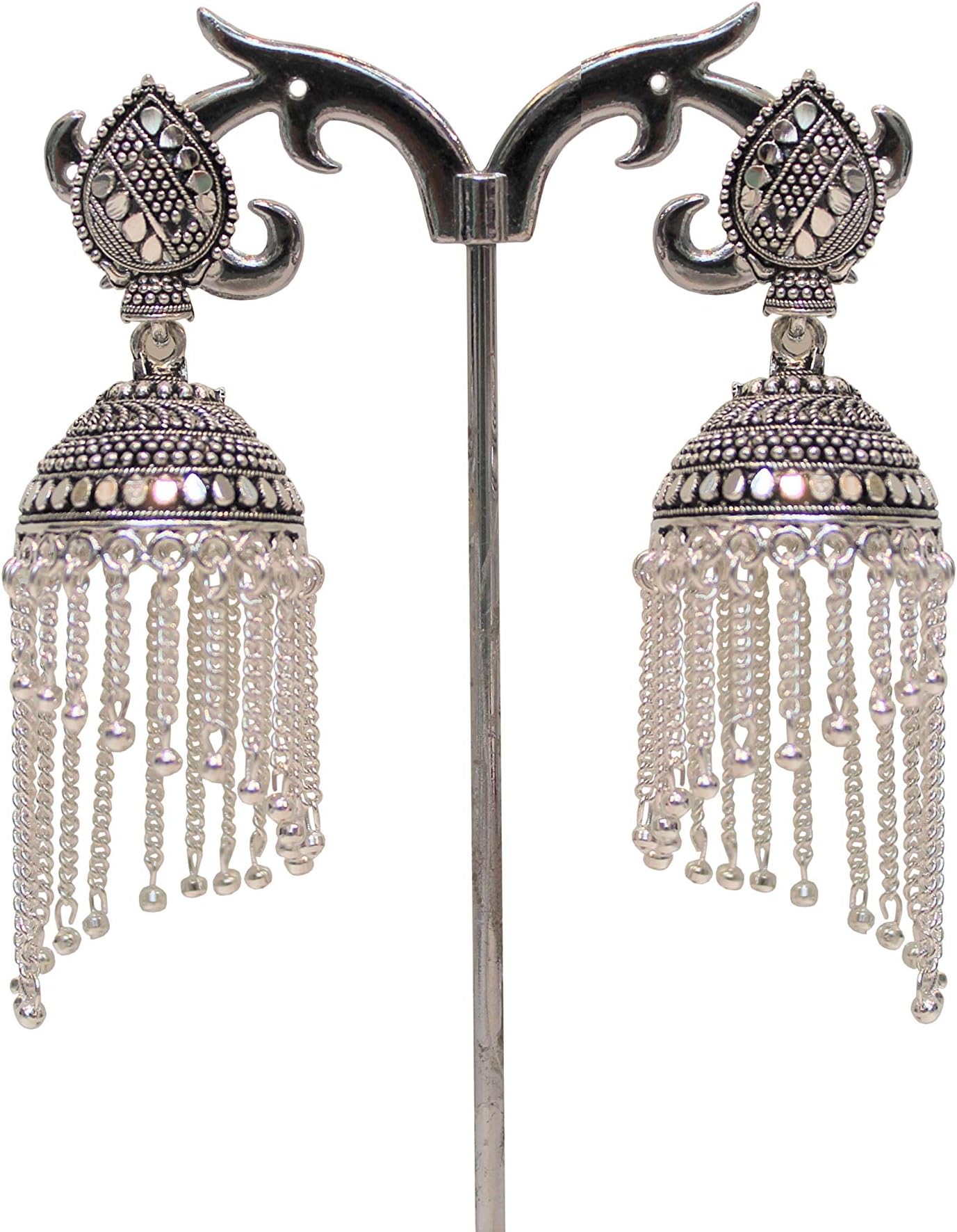 Ear Rings Women Silver Jhumka White Pearls Design Oxidised Earrings Gift For Women jhumki Jhumkas