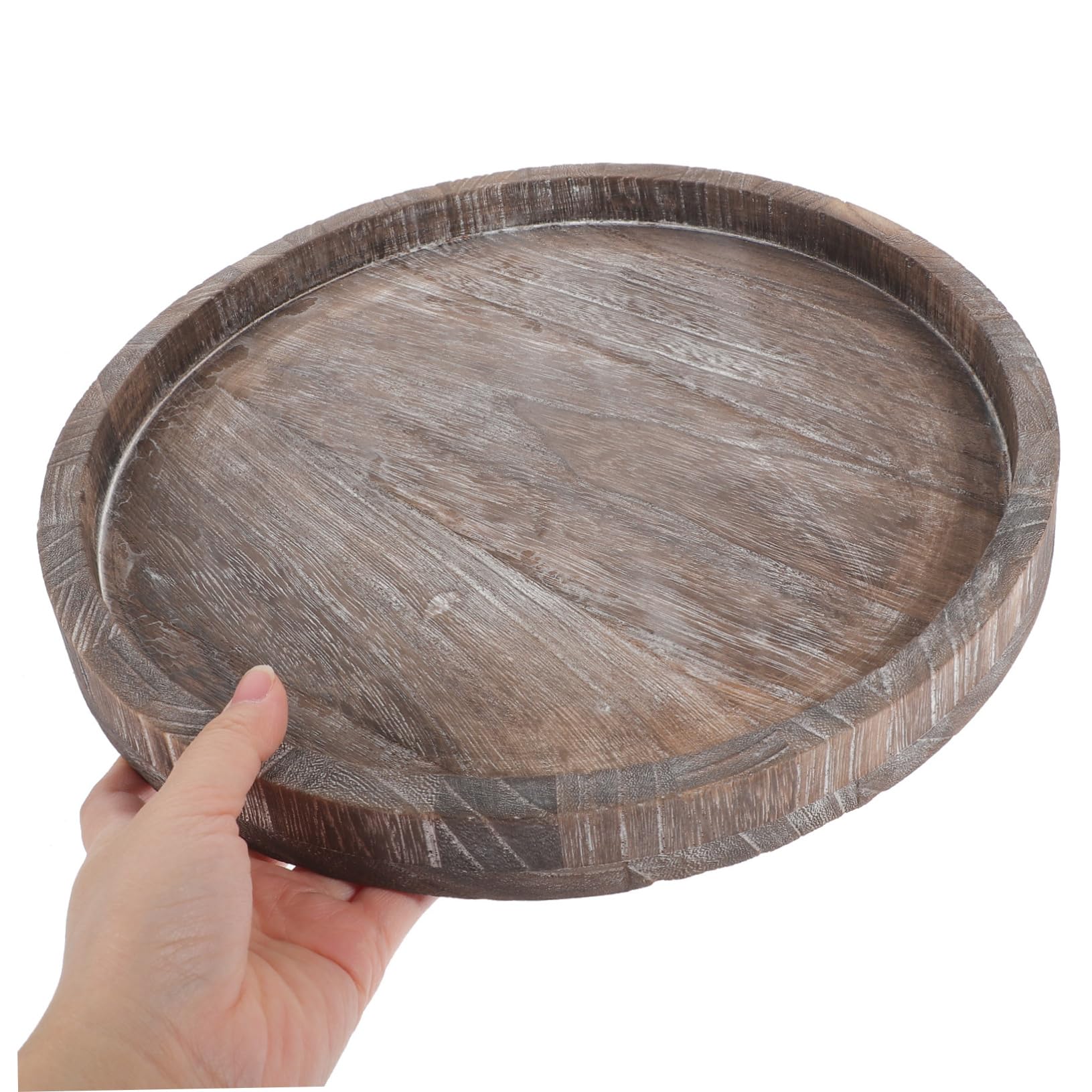 Bandeja Decorativa de Madera Redonda, 2 Piezas, para Servir