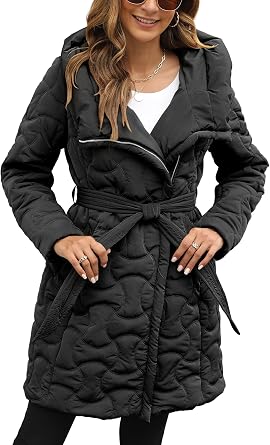 Bellivera Womens Diamond Quilted Lightweight Puffer Jacket Spring and Winter Padded Coat with Hood